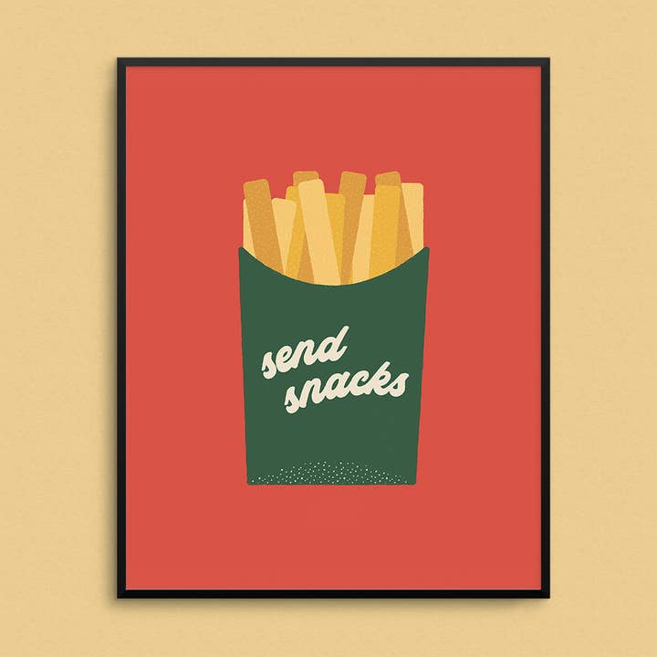 Send Snacks Art Print for wholesale by Mad Love Creative Co.