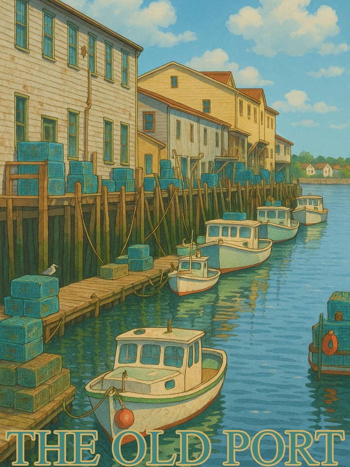 Old Port Maine Postcard for wholesale by Mentally In Maine