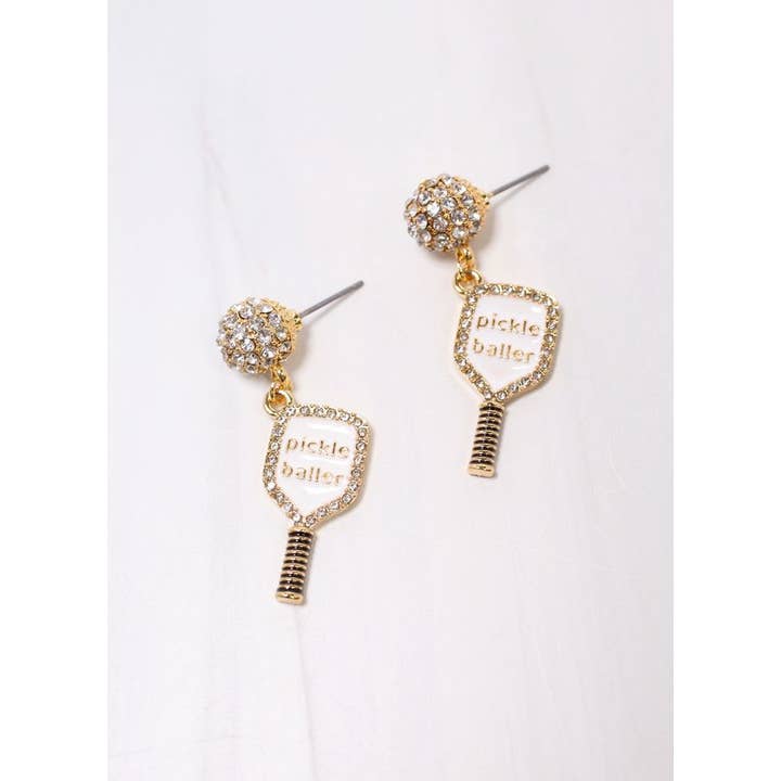 Pickle Baller Gold Dangle Earrings Pickle Baller Gold Dangle Earrings