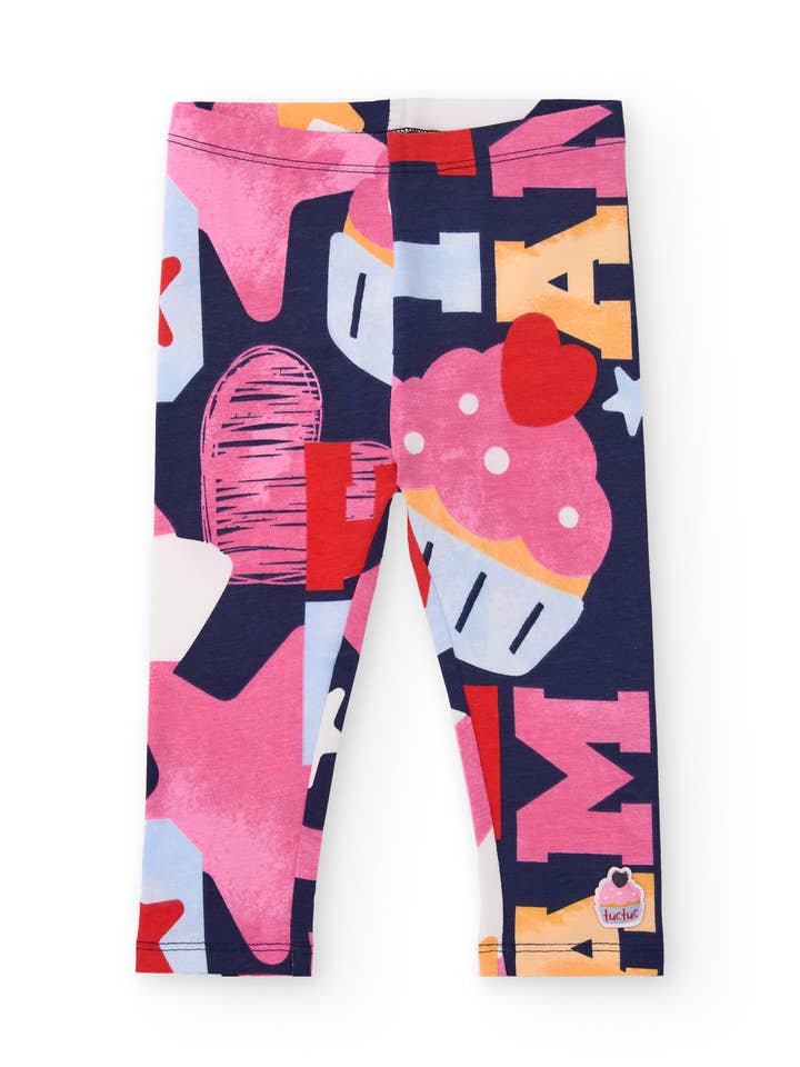 Pigeleggings i flerfarvet med cupcake-print for engroshandel hos tuc tuc