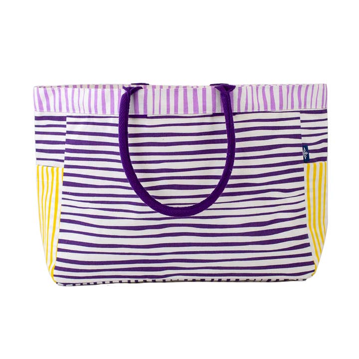 The Royal Standard - Wholesale Tote Bag - Women's - Stripe Durham Tote White/Purple/Yellow/Light Purple 17.5x13.5x6