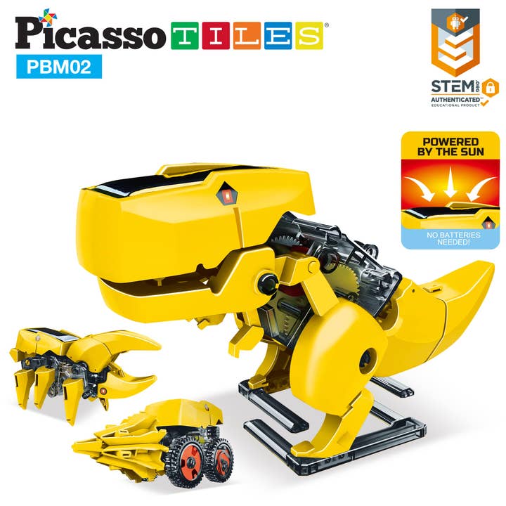 PicassoTiles - Wholesale Building Set - Kids - Solar Powered Dinosaur Robot