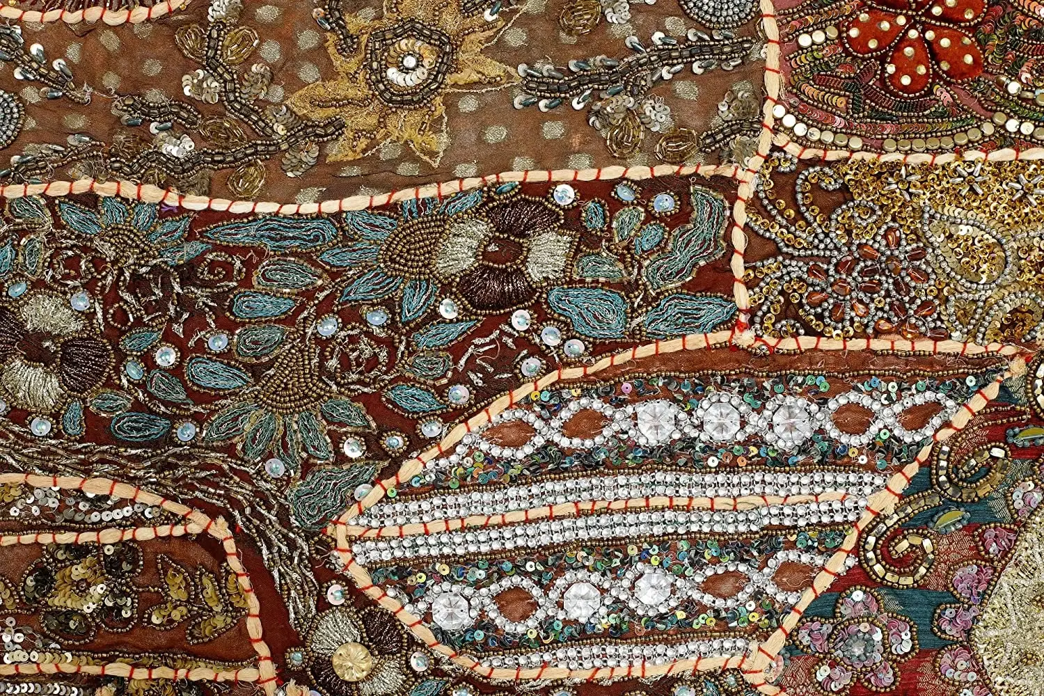 GYPSY STUDIO - Vendita all'ingrosso Tende - Arazzo Patchwork in Cotone Decorazione da Parete con Perline Ricamo Pesante2