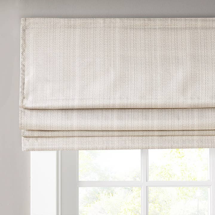 Olliix - Wholesale Curtain - Basketweave Roman Shade for Windows, Ivory
