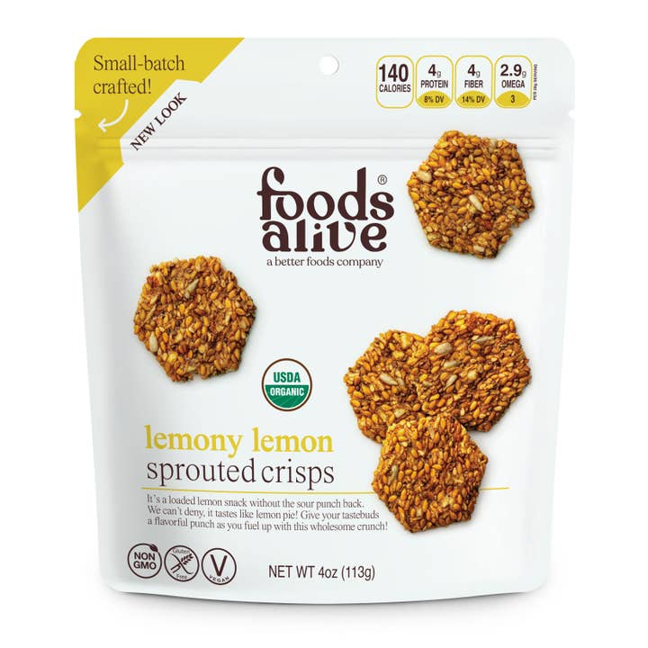 Lemony Lemon Organic Sprouted Crisps-Gluten Free for wholesale by Foods Alive