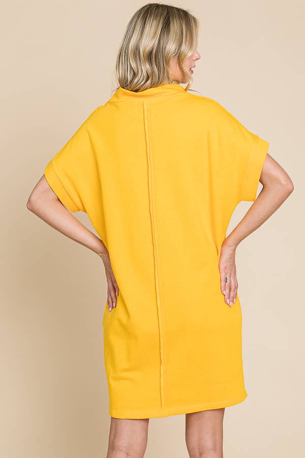 Culture Code – Engroshandel Kjole - Dame – CFD1293A - LØS KJOLE MED HØJ HALS OG UDVENDIGE SØMME6