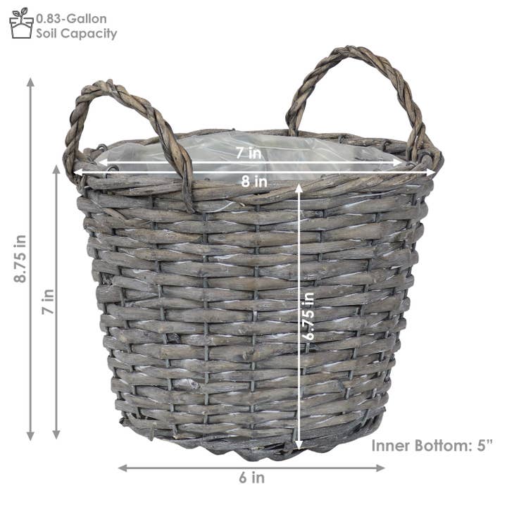 Sunnydaze Decor - Wholesale Plant Pot - 8 in Rattan Wicker Basket Planters with Handles - Set of 53