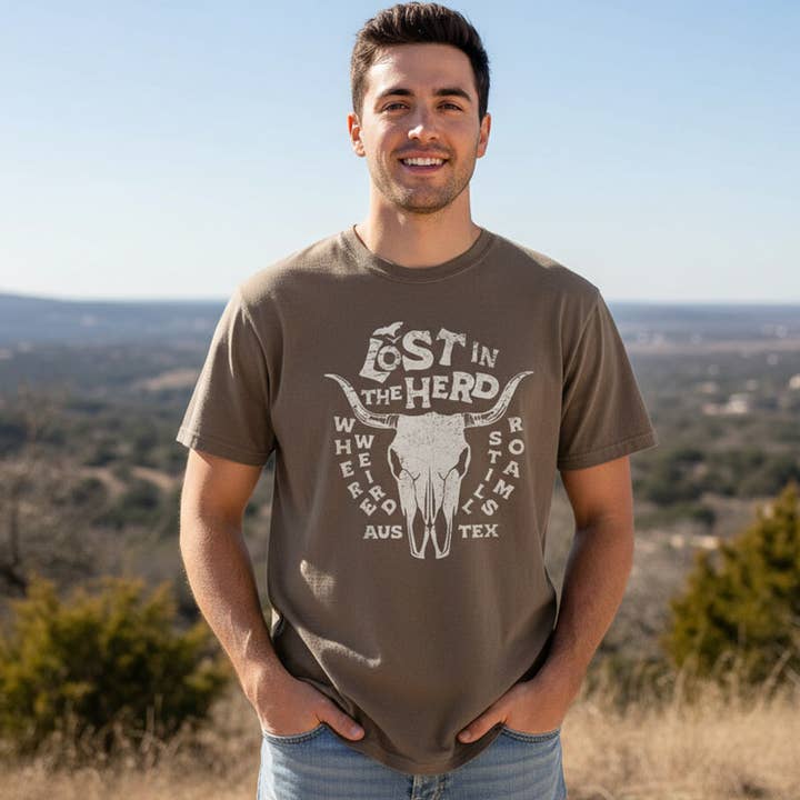 Espresso Lost in the Herd T-Shirt | Comfort Colors 1717 | Austin TX for wholesale on Faire1