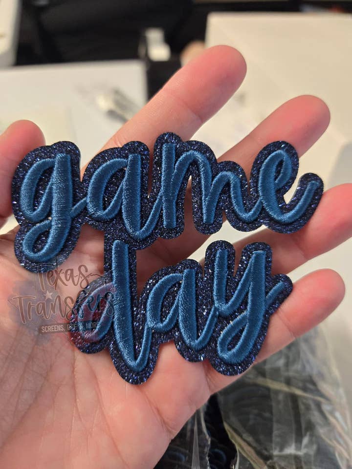 Toppa termoadesiva "Game Day" (blu navy) per la vendita all'ingrosso da parte di Texas Transfers