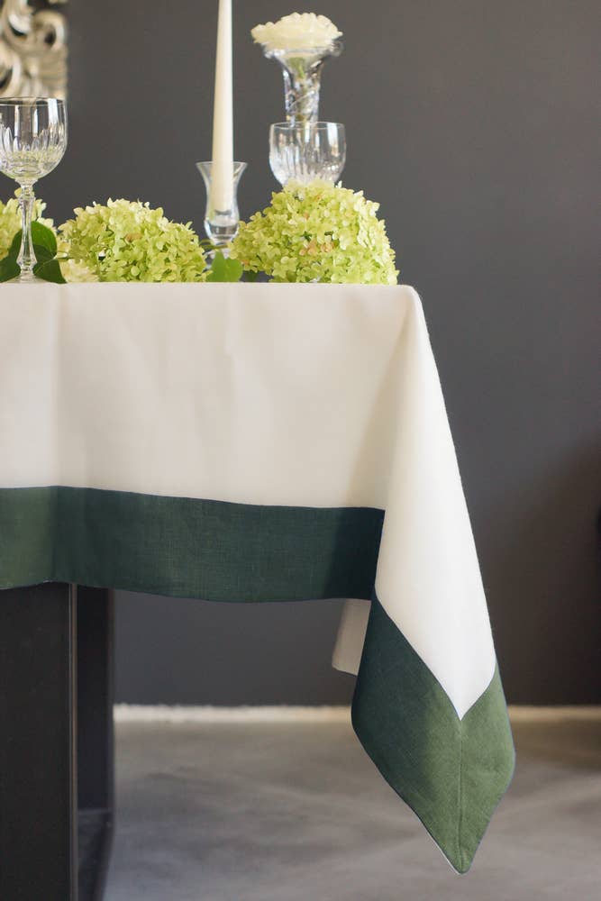 Liem Home - Wholesale Tablecloth - Custom tablecloth with border. Linen tablecloth with edging.