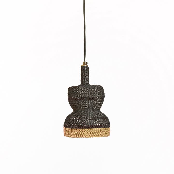 GOLDEN EDITIONS - Wholesale Chandelier/Hanging Light - Small curvaceous woven straw pendant lamp 2-TIER