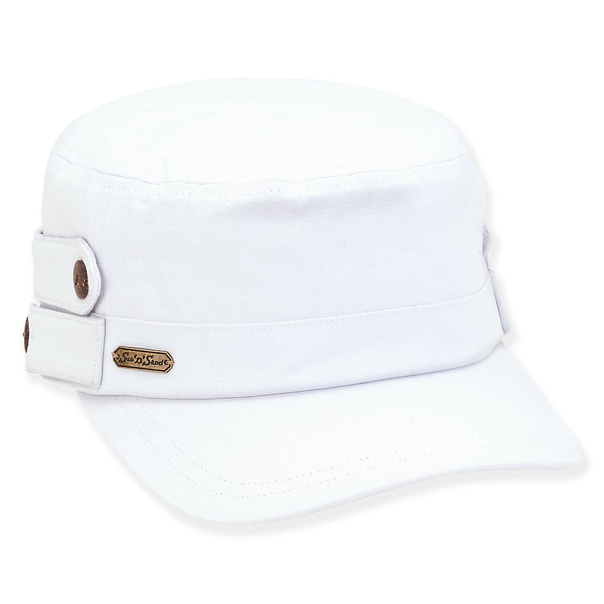 Headwear & Handbag Collections by Sun 'N' Sand - Wholesale Straw Hat - Women's - White, Cotton Canvas Cadet, Brim 2.5"0