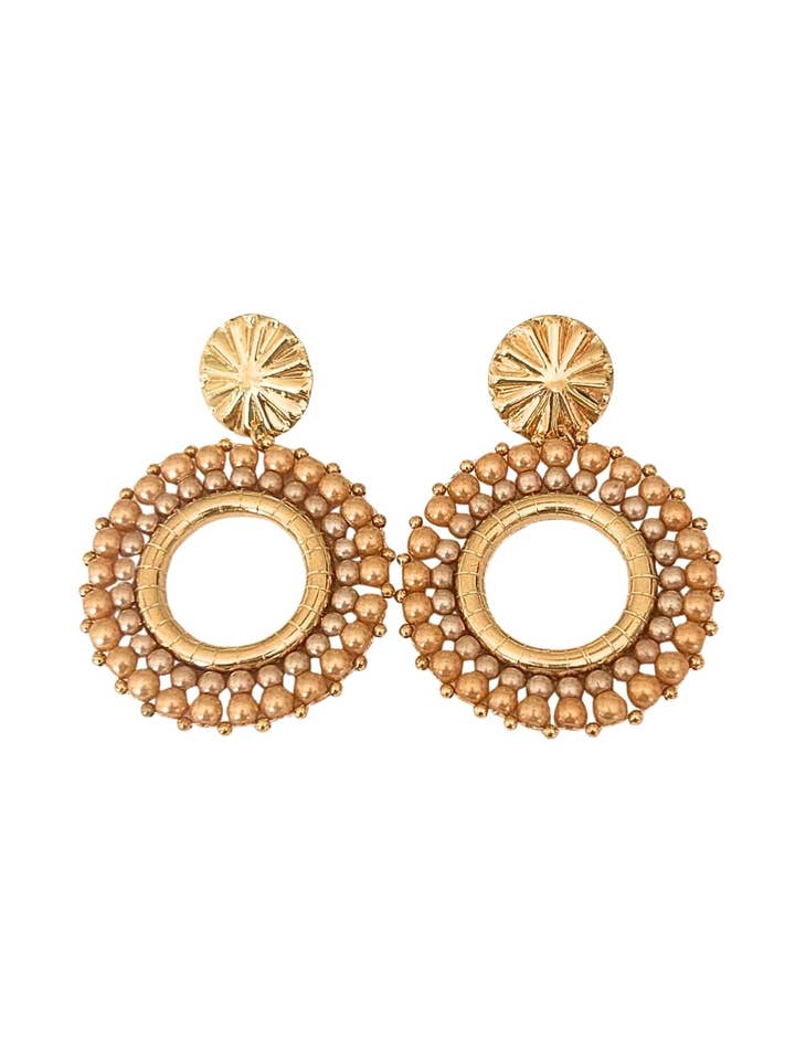 Hvar Island beaded Boho-chic earrings in bronze or silver for wholesale by Amber Leaf Jewellery