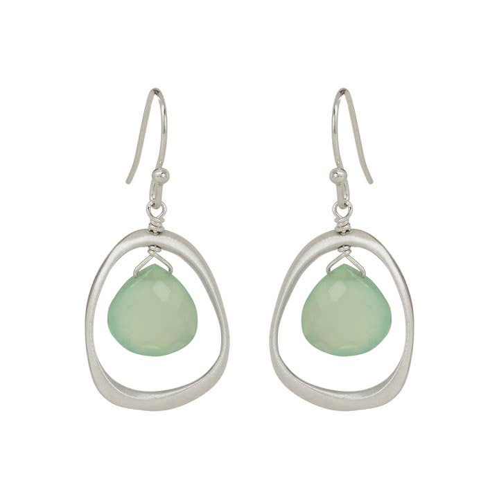 Philippa Roberts - Wholesale Dangle Earrings - Open Circles with Chalcedony Earrings in Silver or Vermeil