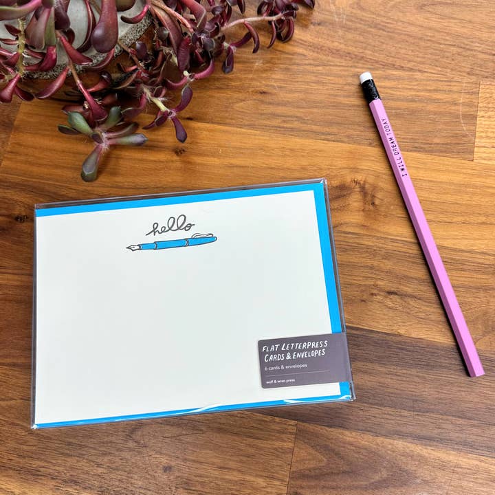 Stylo plume Hello Flat Stationery pour la vente par Wolf & Wren Press