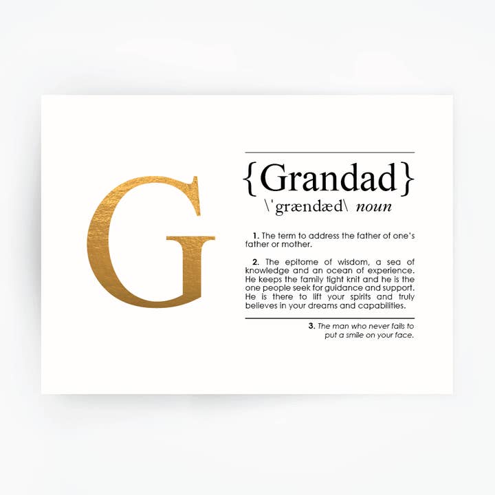 GRANDAD Definition Art Handfolierat tryck för wholesale av The Artisan Gift Co.