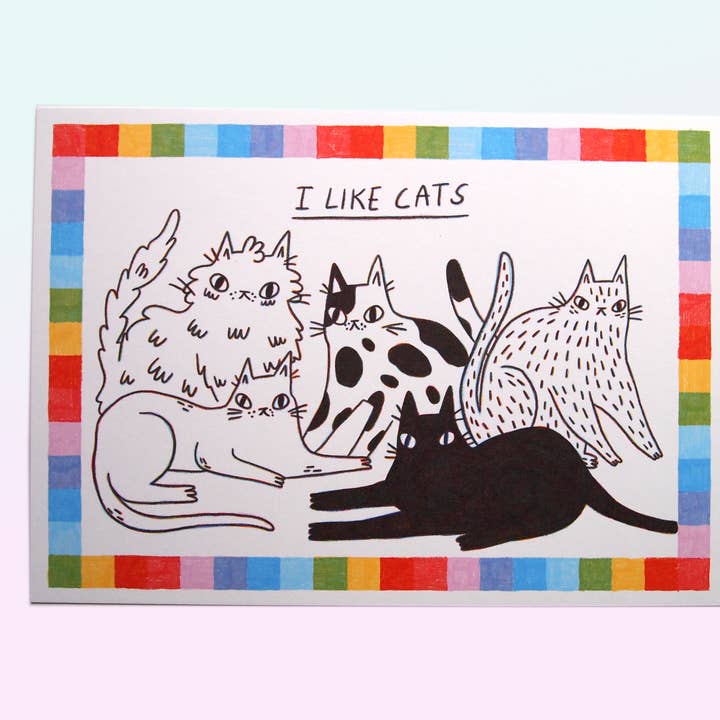 Cat Gang illustrated A5 art print for wholesale by I LIKE CATS