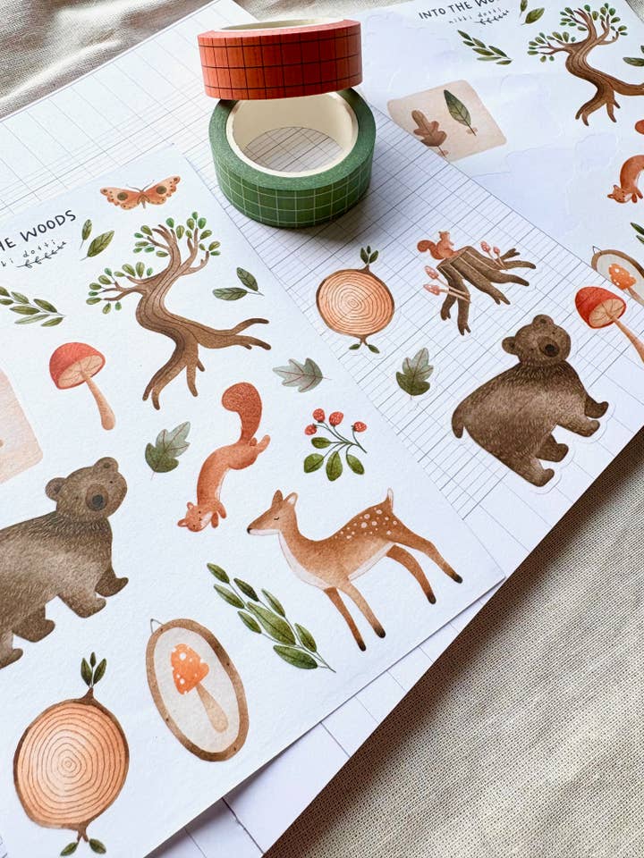 Sticker sheet - Into the woods for wholesale by Nikki Dotti