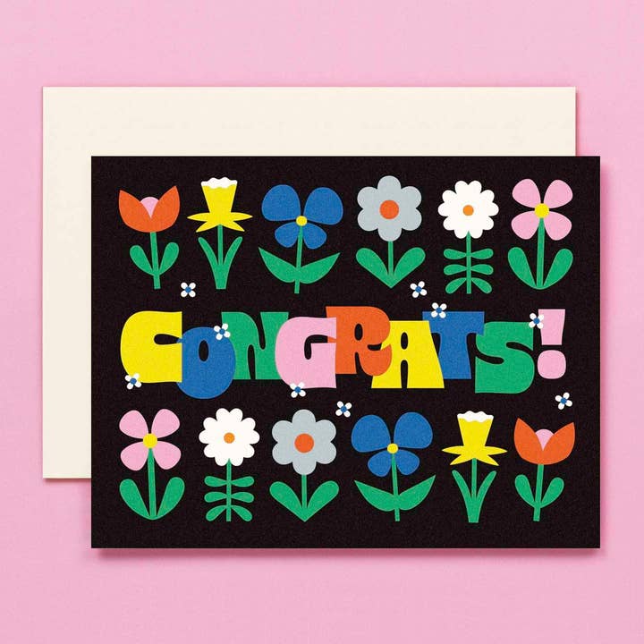 Celebration Garden • Tarjeta de felicitación tipográfica retro con flores para venta al por mayor de My Darlin'