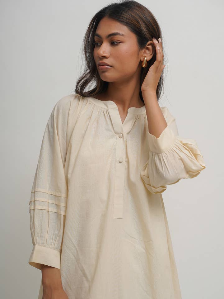 Håndlavet bomulds-midikjole, behagelig oversized for engroshandel hos Tailor Didi