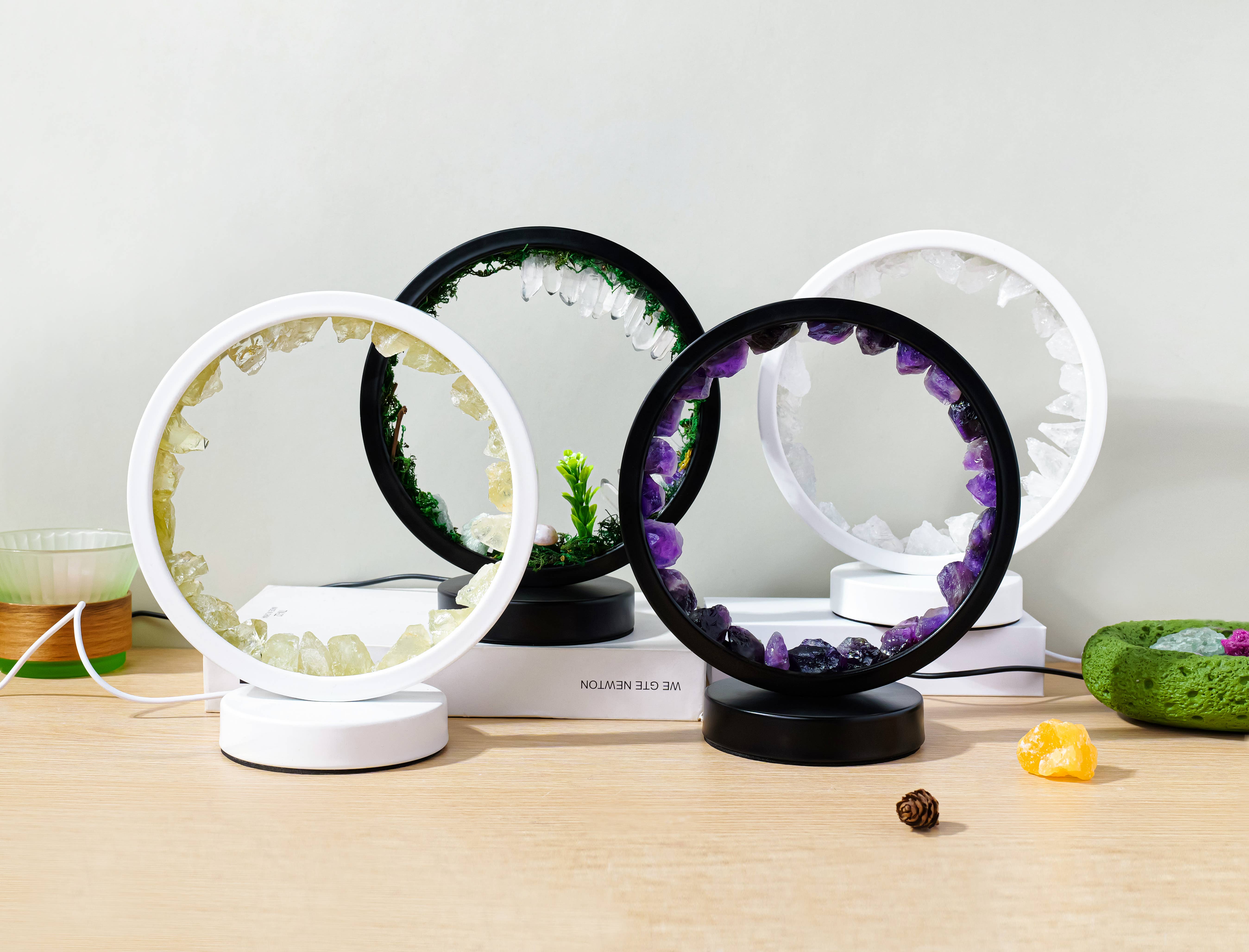 Earth's Gems BTQ - Vendita all'ingrosso Luci notturne - Lampada da Giardino Zen con Pietre Preziose Decorazione Luce Notturna di Cristallo1