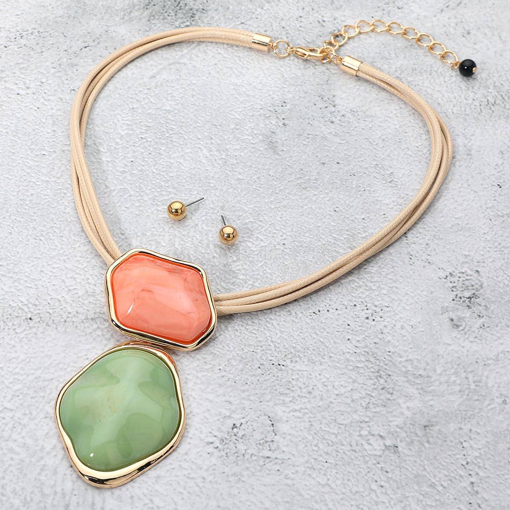 Sensibling Corp. – Engroshandel Halskæde med vedhæng – Fed abstrakt dobbelt harpiksled vedhæng statement halskæde3