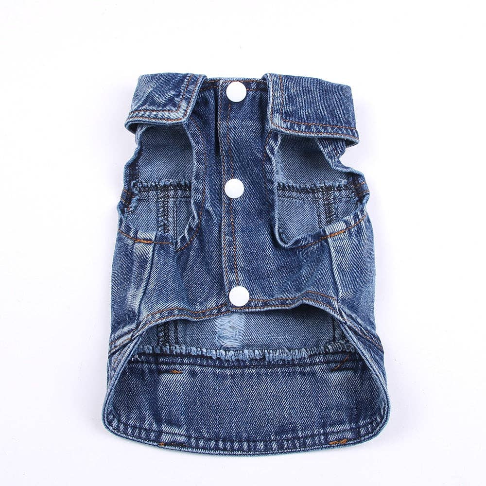 Furr-Baby Gifts - Wholesale Pet Sweater - Dog - Pet Dog Cat Blue Denim Jeans Jacket Coat Vest12