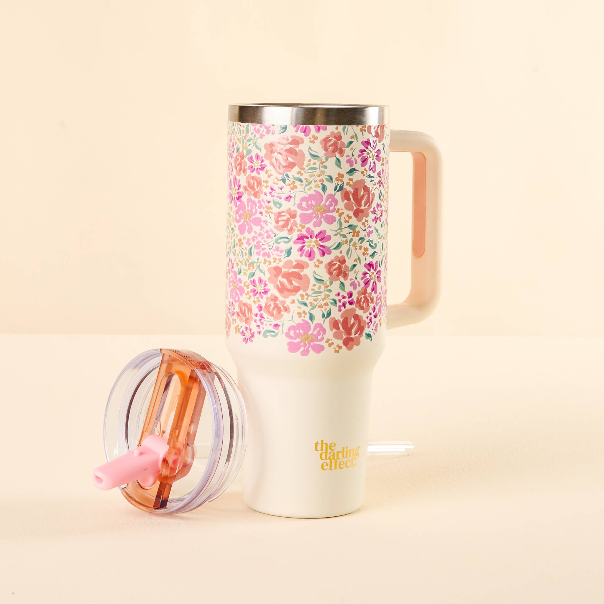 The Darling Effect - Wholesale Insulated Mug/Tumbler - 40 oz Lifestyle Flip Straw Tumbler-Secret Garden Pink4
