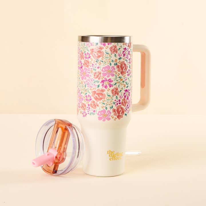 The Darling Effect - Wholesale Insulated Mug/Tumbler - 40 oz Lifestyle Flip Straw Tumbler-Secret Garden Pink4
