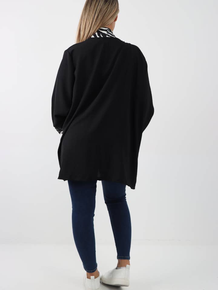 Miss Bold – Engroshandel Jakke - Dame – Italiensk 3/4 ærmet trykt panel åben frontjakke7