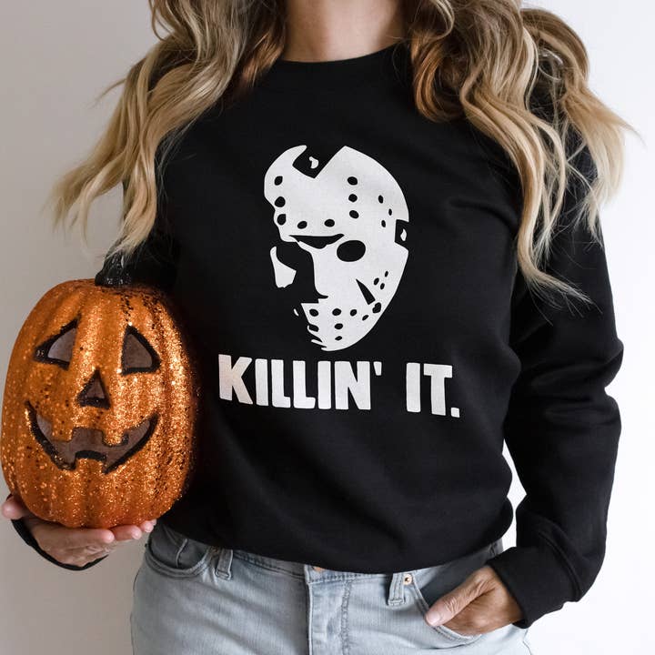 Killin’ It Halloween Slasher Horror Crewneck for wholesale by Alley & Rae