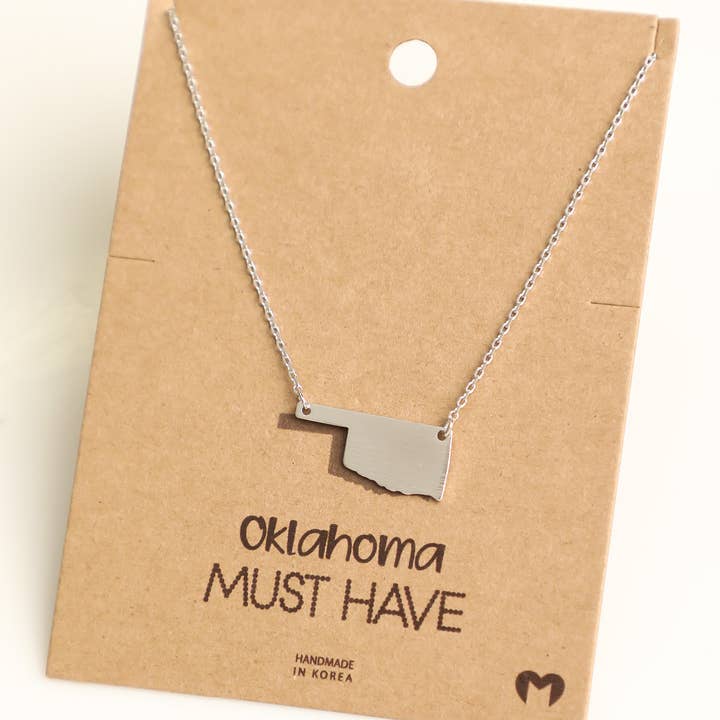 Oklahoma State Pendant Necklace for wholesale by Fame Accessories