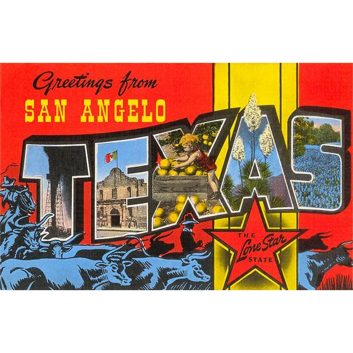 Kunstdruck TX-774 Grüße aus San Angelo, Texas, dem Lone für den Großhandel von Found Image Press