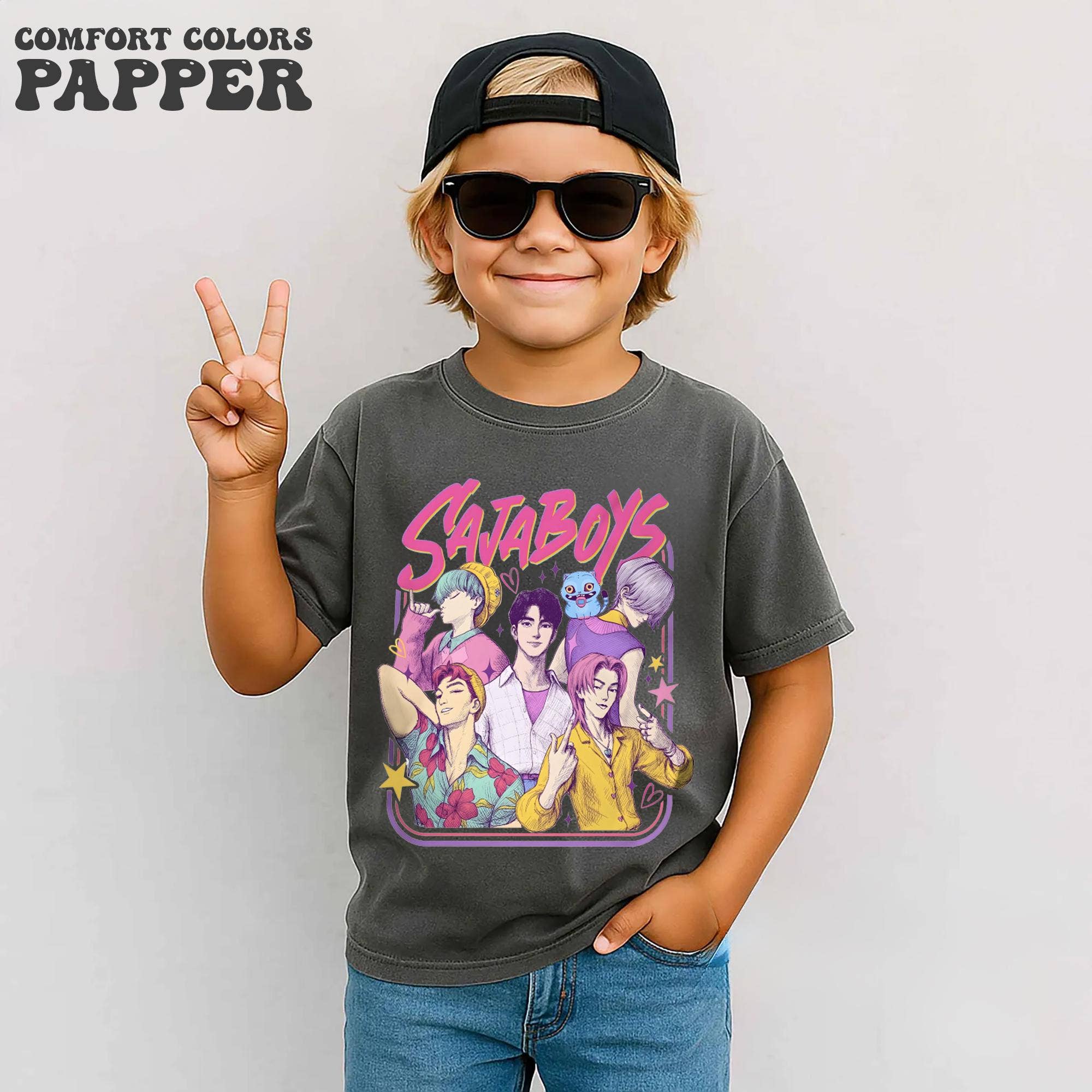 ClevorFit - Wholesale T-Shirt (Graphic) - Unisex - Saja Boys Boy Band Kids Shirt, Comfort Colors Movie Boy Tee