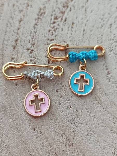 Spilla a croce rotonda minimale per la vendita all'ingrosso da parte di Kalliopi P. Giannoula - Poppygshop