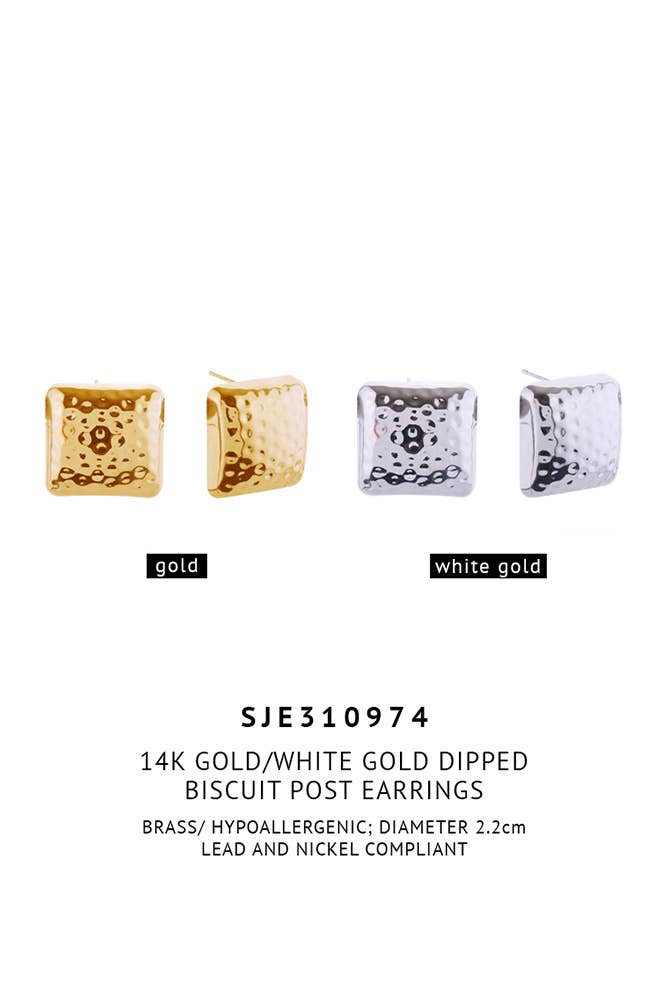 Hana - Vendita all'ingrosso Orecchini a bottone - Orecchino Biscuit Post 14K2