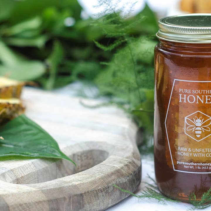 Pure Southern Honey - Wholesale Honey - Honey With Comb 1 Lb (12 Jars) Raw, Unfiltered, Unheated3
