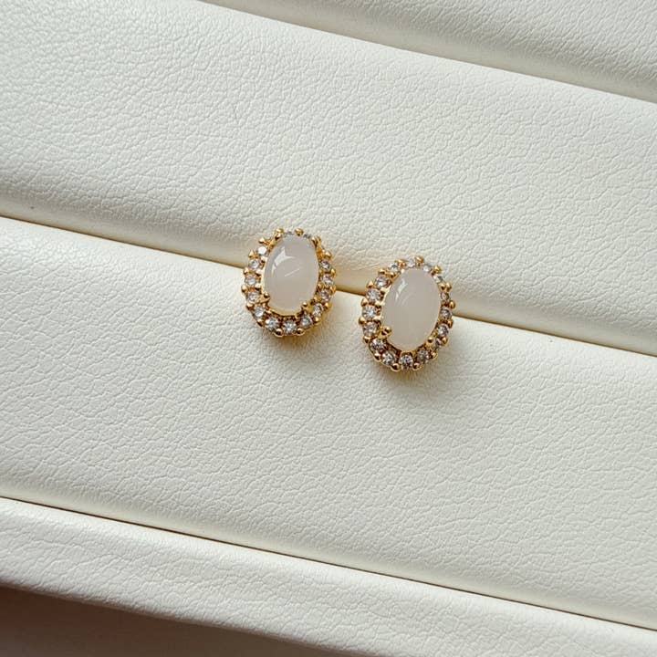 Opalite CZ Studs Earrings Gold Filled for wholesale by True by Kristy Jewelry