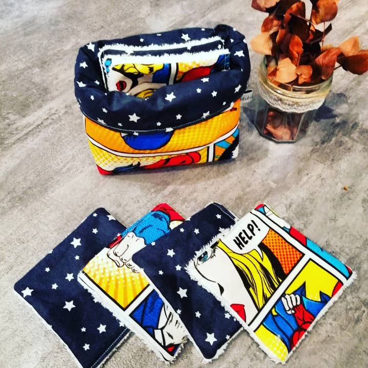 LES PETITS TITOUS - Vendita all'ingrosso Struccanti - Set cesta con 8 salviette lavabili assortite9