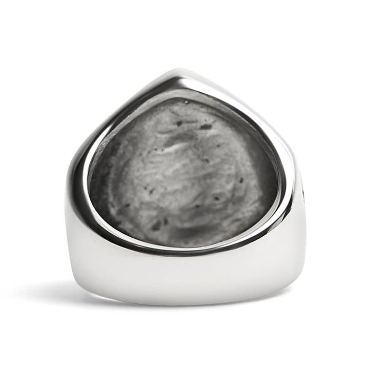 WJW - Wholesale Signet Ring - Stainless Steel Lucky "7" With Skull Accents Signet Ring