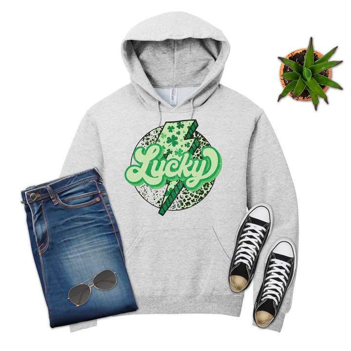 Lucky Lighting Bolt Sweatshirt, St Patrick's Day for wholesale by 316 Legacy LLC