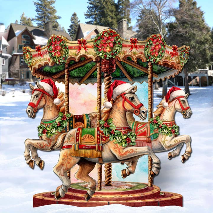 Designocracy – wholesale Outdoor ornament/decor – Christmas Carousel Outdoor Decor by G. Debrekht | Christmas3