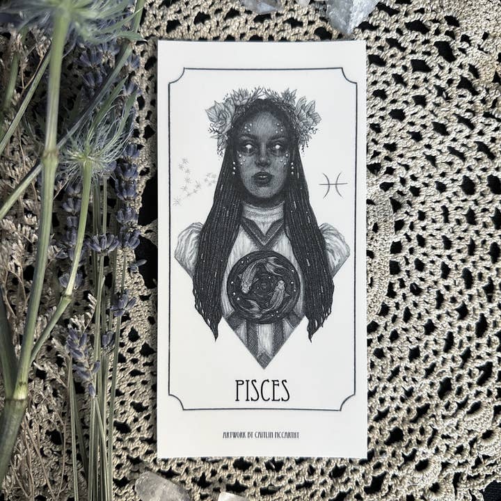 Pisces Zodiac Goddess Altar Stearinlys Klistermærker - Pakke med 5 for engroshandel hos Caitlin McCarthy Art