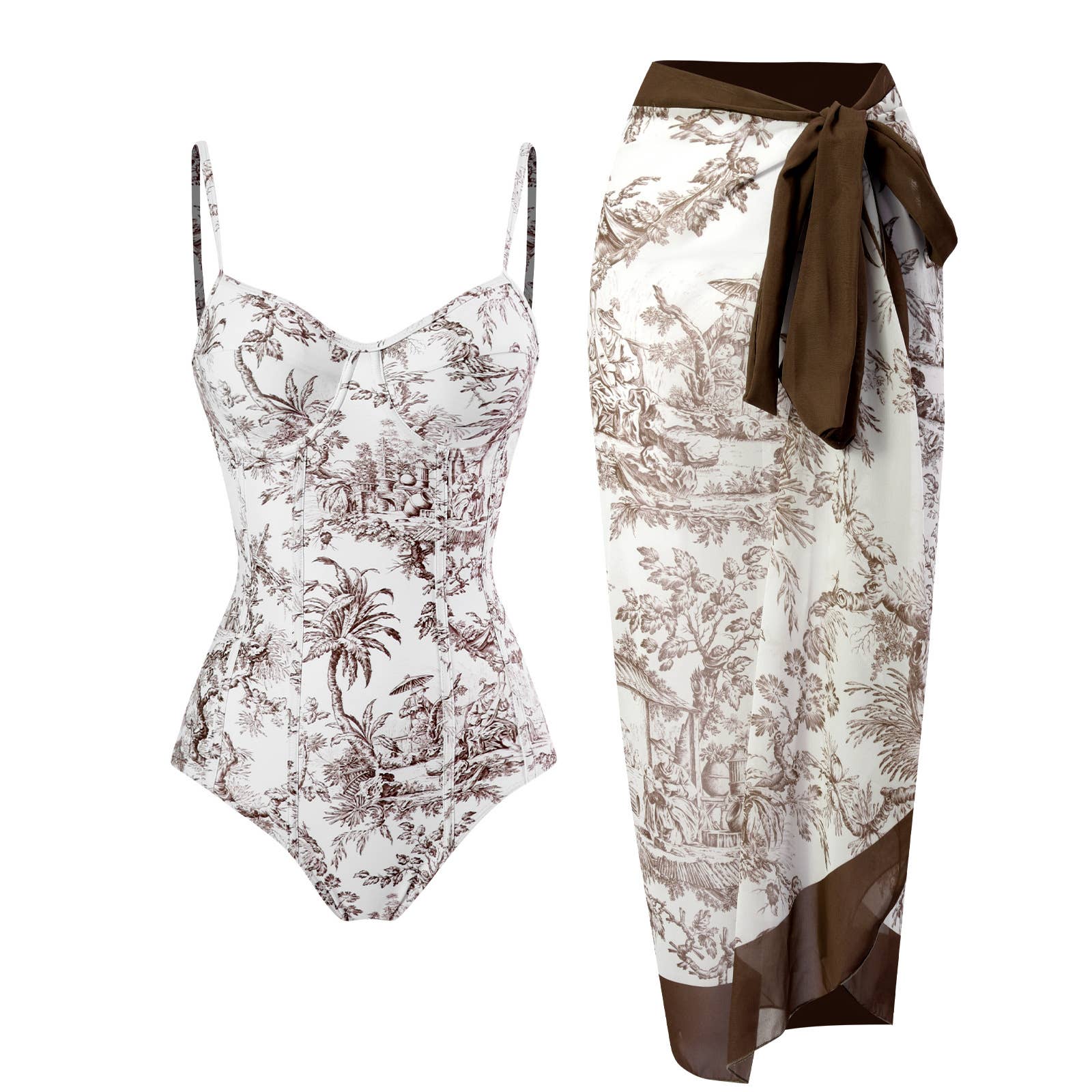 Sweetkama - Wholesale Two Piece Swimsuit - Women's - Open Back One Piece Swimsuit with Cover Up Y807