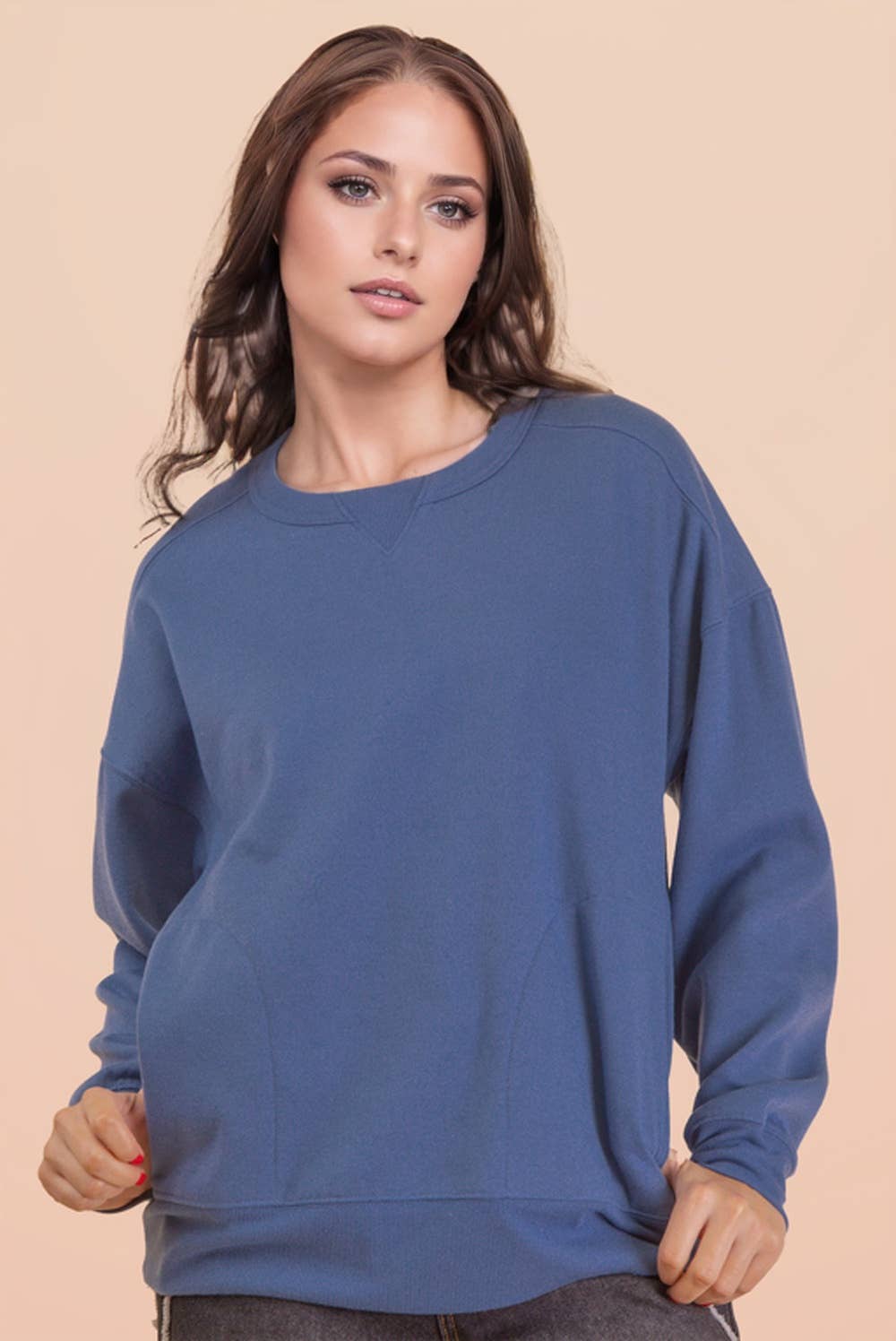 VERY J - Wholesale Knit Top - Women's - NT12385-Oversized Casual Comfy Solid Knit Top23