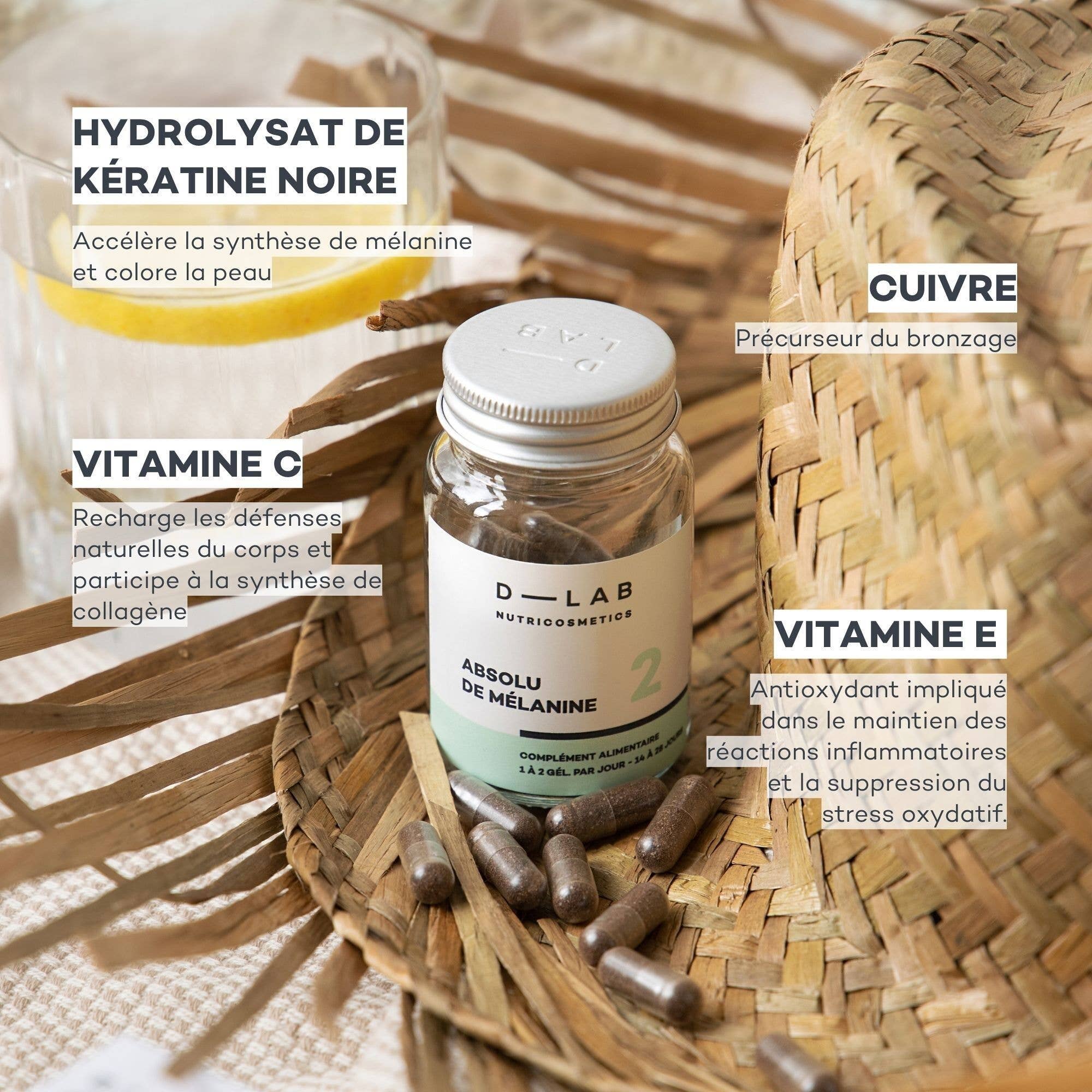 D-LAB NUTRICOSMETICS – Engroshandel Kosttilskud og vitaminer – MELANIN ABSOLUTE - Pigmenterer og intensiverer solbrændthed1
