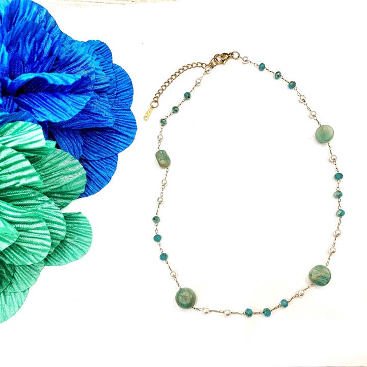 Atisha Spiritual Shop - Wholesale Beaded/Pearl Necklace - HANA necklace with natural gemstones2