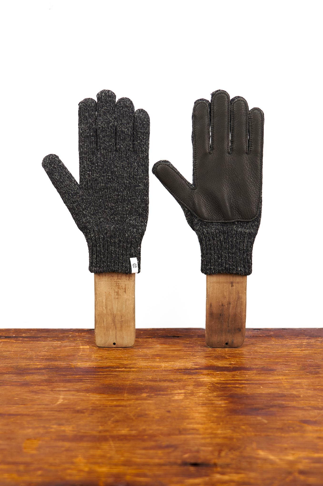 Upstate Stock - Vente Gants – unisexe - Gant complet en laine Black Melange Ragg avec ou sans cerf2