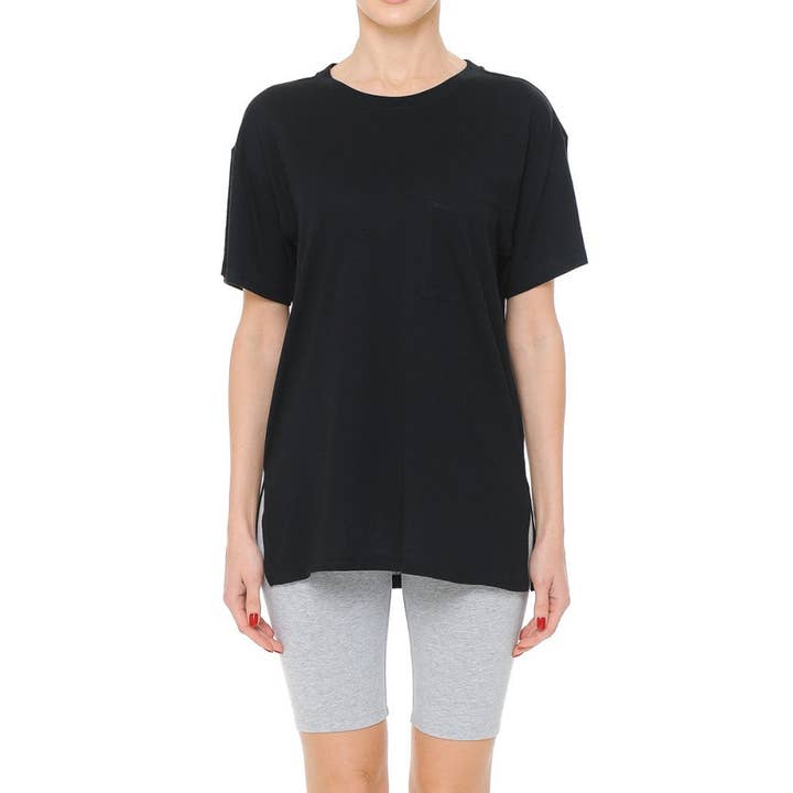 Paperdoll - Wholesale T-shirt – women's - OVERSIZED ROUND NECK SHORT SLEEVE POCKET TEE