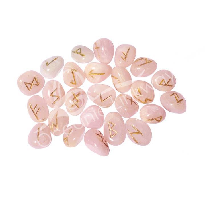 Oceanic Linkways Inc - Wholesale Spiritual Stone/Crystal - (SET)RUNE SET - ROSE QUARTZ 18-22 MM